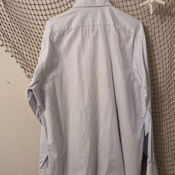 Thomas Dean Light Blue Diamond Pattern Button Front Dress Shirt - Picture 4 of 6